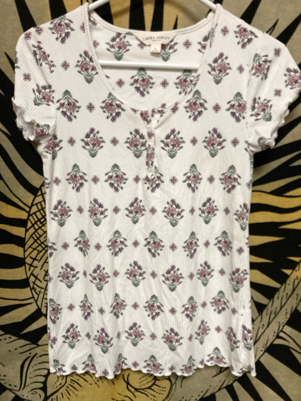 White Floral Short Sleeve Top